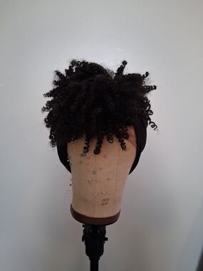 Black Curly Headband Wig with Natural Texture - Women Hair